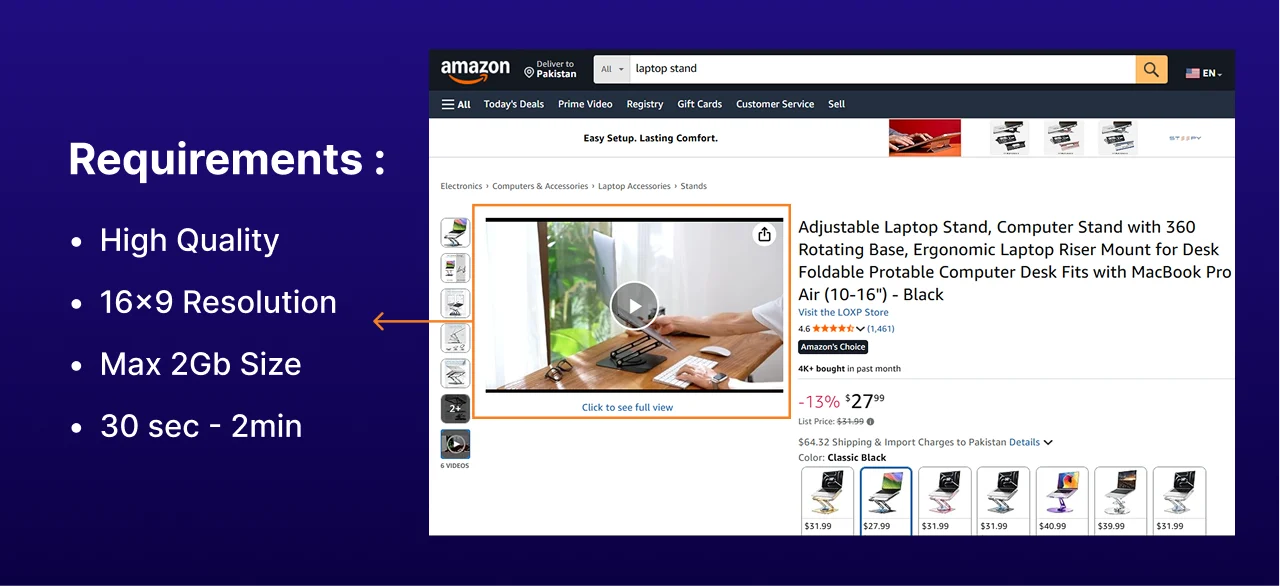 image showing requirement of video